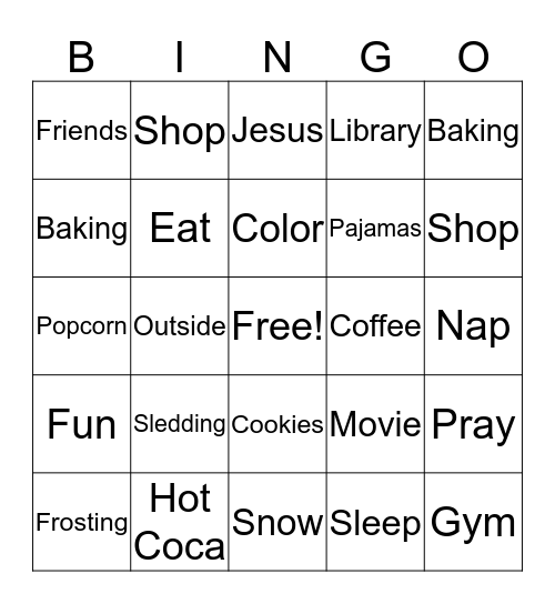 Covenant Care  Bingo Card