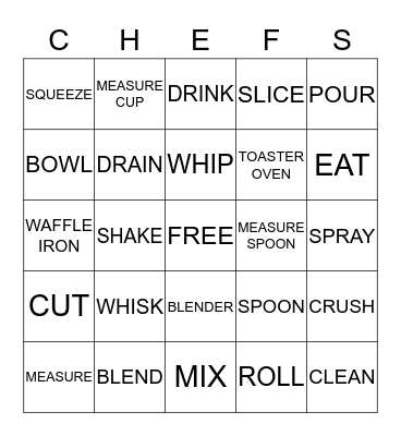 Top Chef Bingo!  Bingo Card