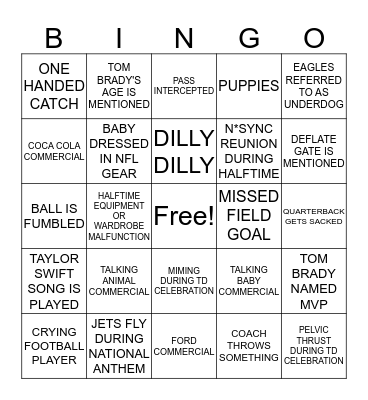 SUPERBOWL BINGO Card