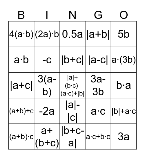Vector Bingo Card