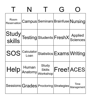 TNT Center  Bingo Card