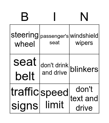 buckle up bingo  Bingo Card