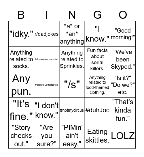 Joc Lingo Bingo Card