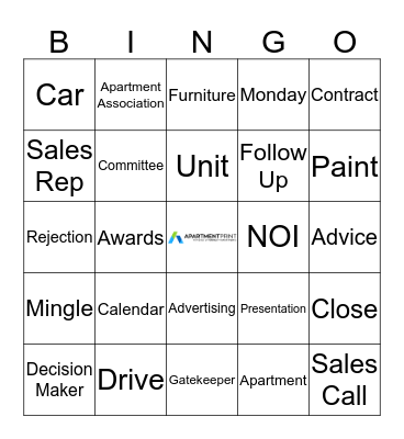 Selling and Networking Bingo Card