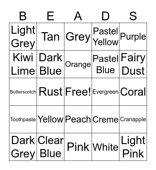 Perler Bingo Card