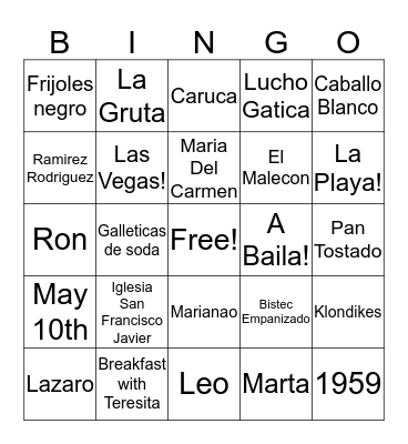 Carmen's 80th Bingo Bash Bingo Card