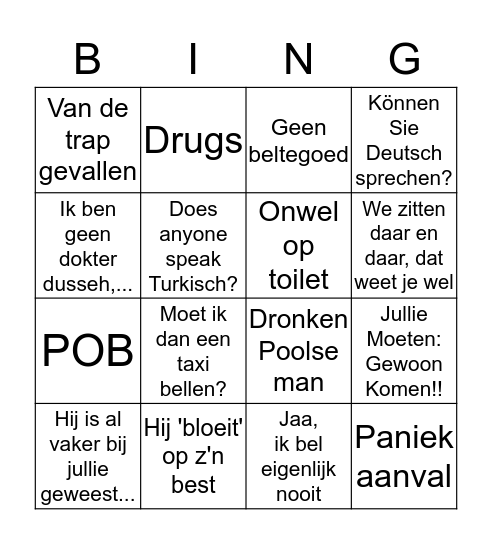 112 Meldkamer ambulancezorg BINGO Card