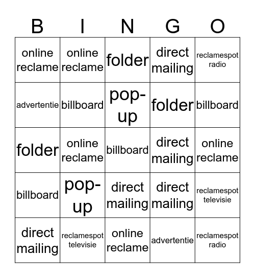 Reclame  Bingo Card