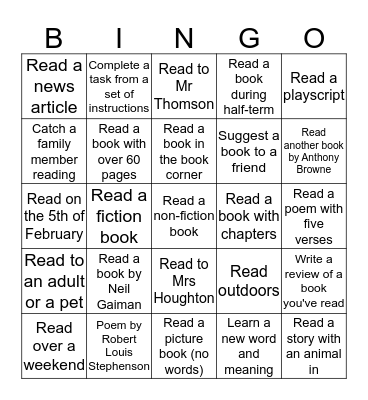 Brilliant Book Bingo Card