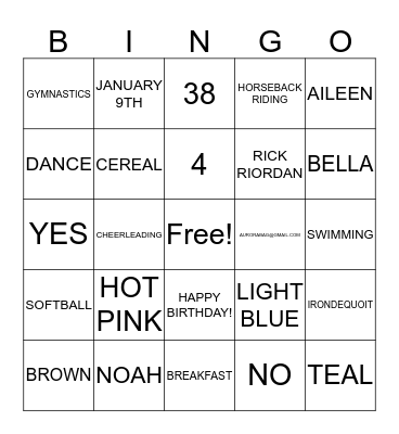 EVERYTHING AURORA!! Bingo Card
