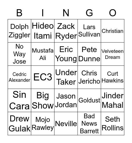 ROYAL RUMBLE BINGO - MEN'S Bingo Card