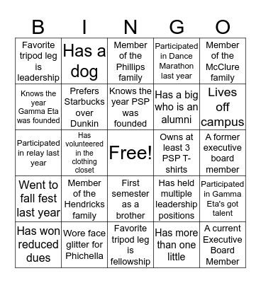 Brother Bingo Card