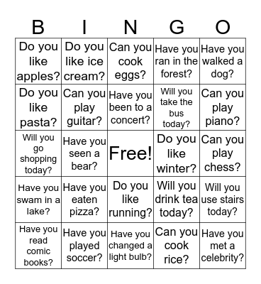 Icebreaker Bingo Card