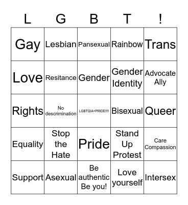 LGBT  Bingo Card