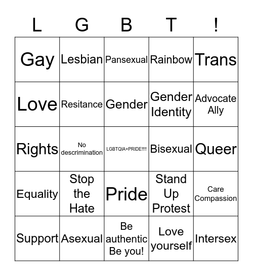 LGBT  Bingo Card