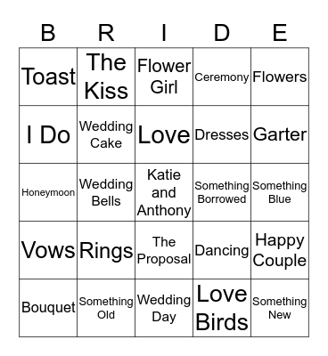 BRIDAL BINGO Card