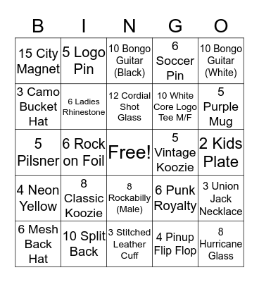 Super RockStarz Bingo Card