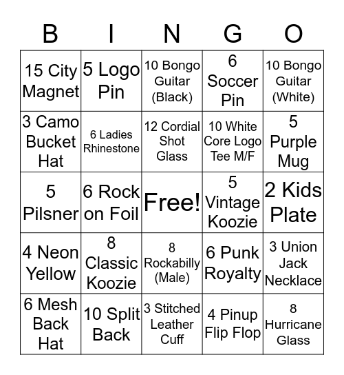 Super RockStarz Bingo Card
