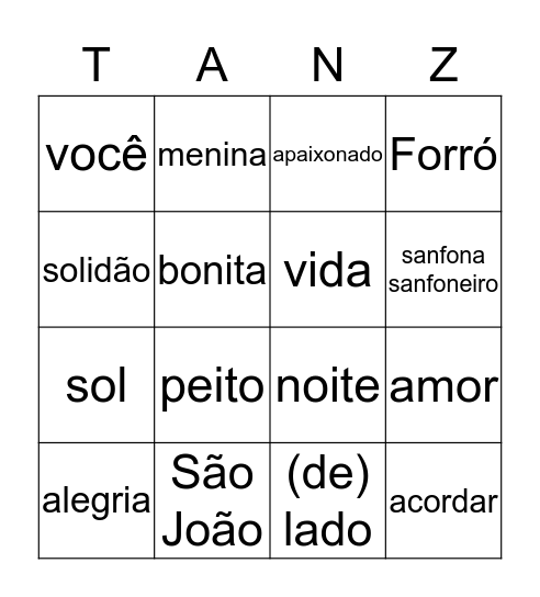 Forró-Bingo Card