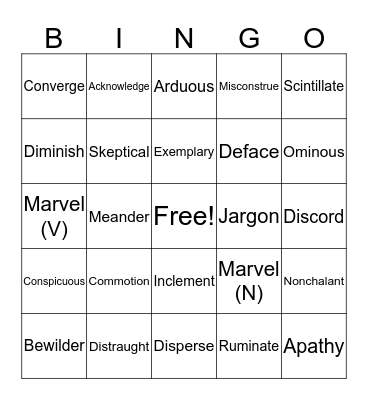 Word of the Day III  Bingo Card