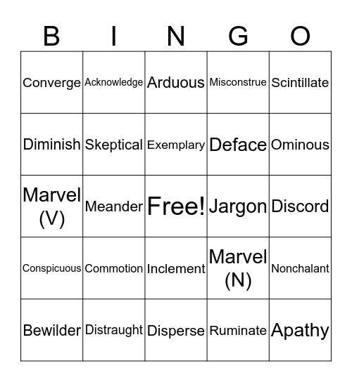 Word of the Day III  Bingo Card