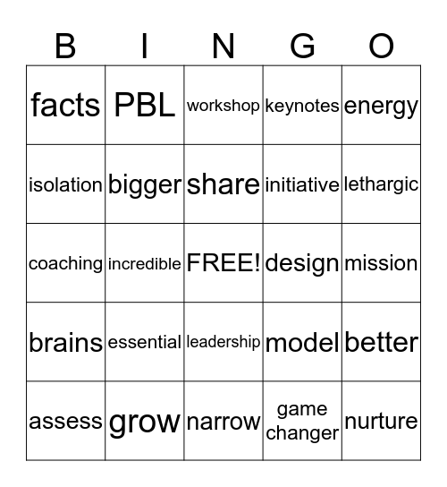 Project-Based Learning Bingo Card