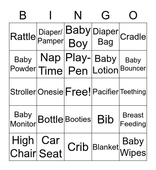 BABY BOY SHOWER Bingo Card