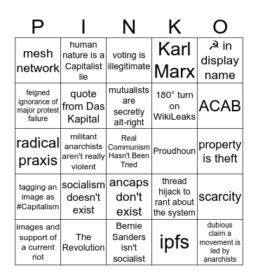 ANIME COMMUNISM BINGO Card