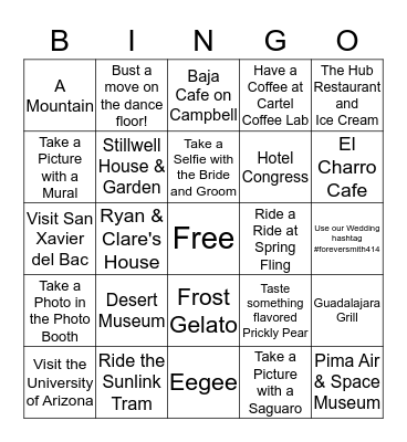 The Smith Wedding Bingo Card