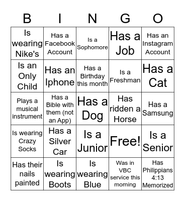 Icebreaker Bingo Card
