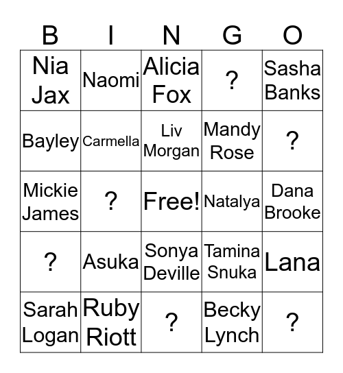 Female Royal Rumble Bingo Card