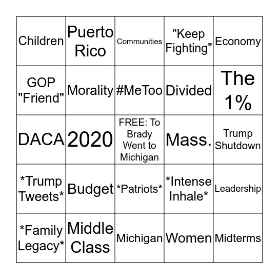 Part II: Dem Response Bingo Card