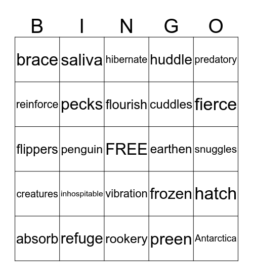 Reading Street Q2-1 Bingo Card