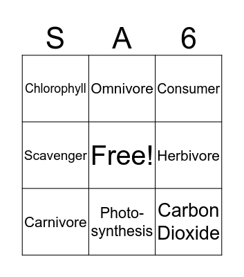 Science Vocabulary Bingo Card