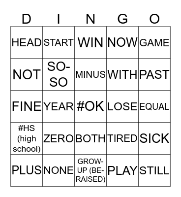 ASL 1 UNIT 2 CARD 2 Bingo Card