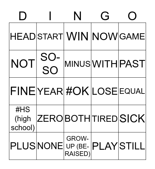 ASL 1 UNIT 2 CARD 2 Bingo Card