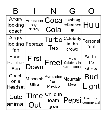 Superbowl Bingo 2018! Bingo Card