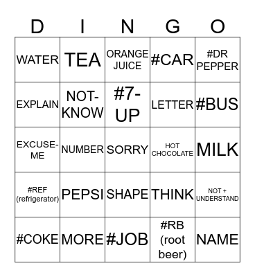 ASL 1 UNIT 2 CARD 6 Bingo Card