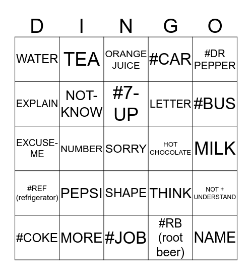 ASL 1 UNIT 2 CARD 6 Bingo Card