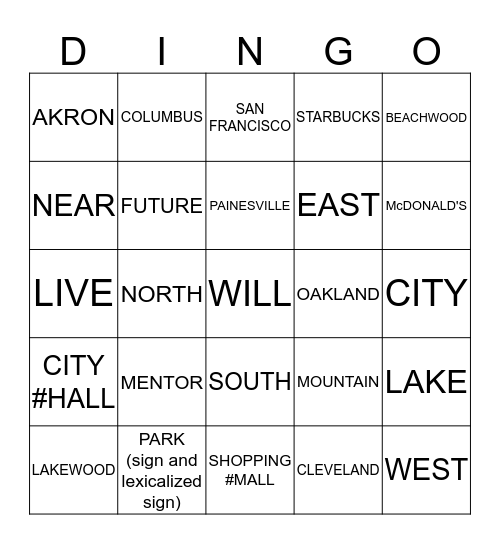 ASL 1 UNIT 3 CARD 1 Bingo Card