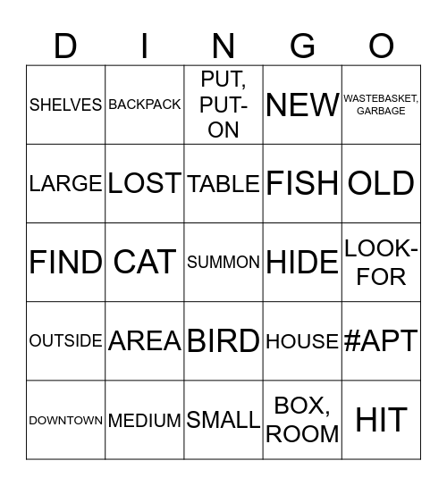 ASL 1 UNIT 3 CARD 2 Bingo Card