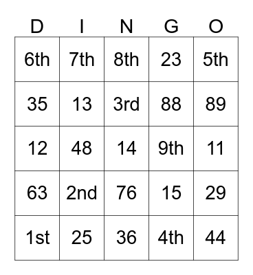ASL 1 UNIT 3 CARD 4 Bingo Card