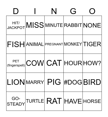 ASL 1 UNIT 3 CARD 6 Bingo Card
