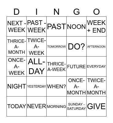 ASL 1 UNIT 5 CARD 1 Bingo Card