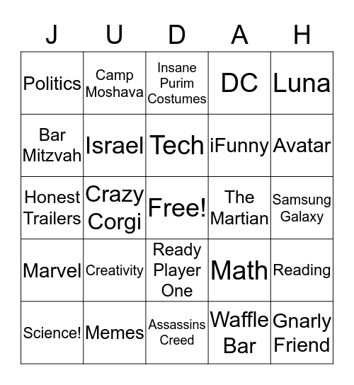 Jude Bingo Card