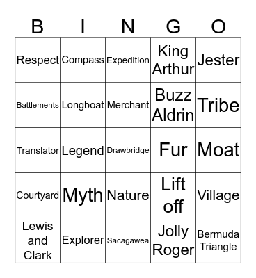 World Adventure Bingo Card