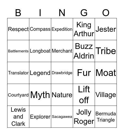 World Adventure Bingo Card