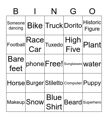 Super Bowl Bingo Card