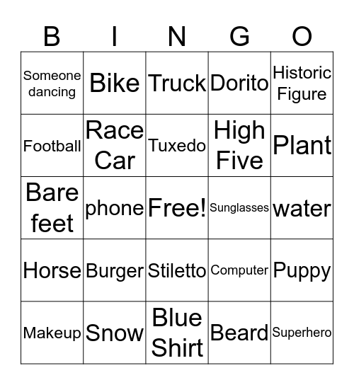 Super Bowl Bingo Card