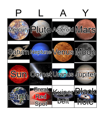 The Solar System Bingo Card